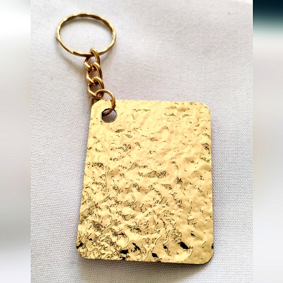 NEW Handmade Keychain Bag Tag! Gold Muro. Gold Wooden Heart. Unisex. - Picture 2 of 7